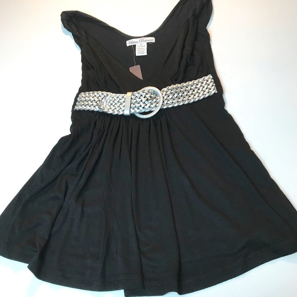 Women's URBAN BEHAVIOR Sleeveless Tunic with Silver Belt Cotton Spandex